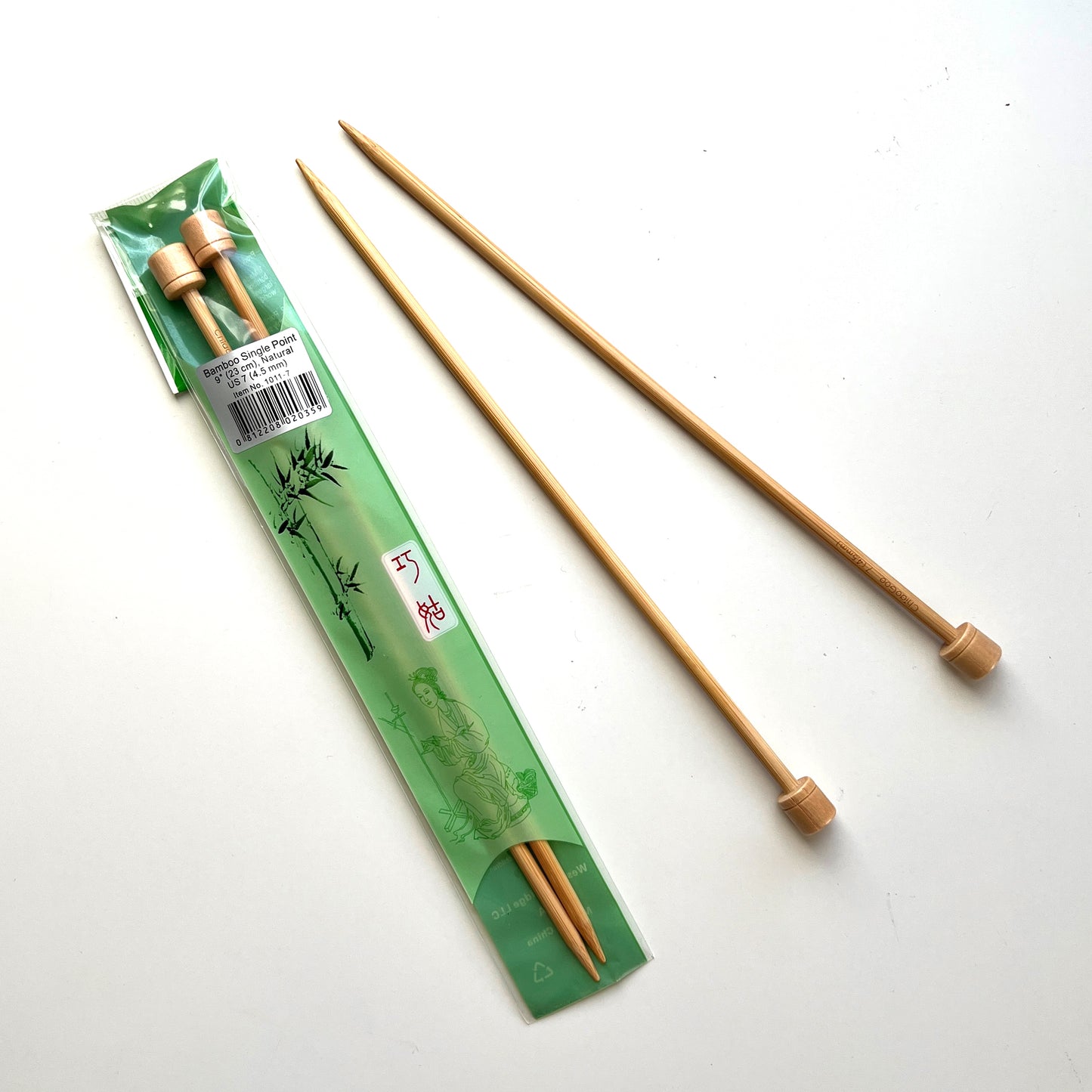 9″ (23cm) ChiaoGoo Bamboo Straight Needles – Natural – US Size 7