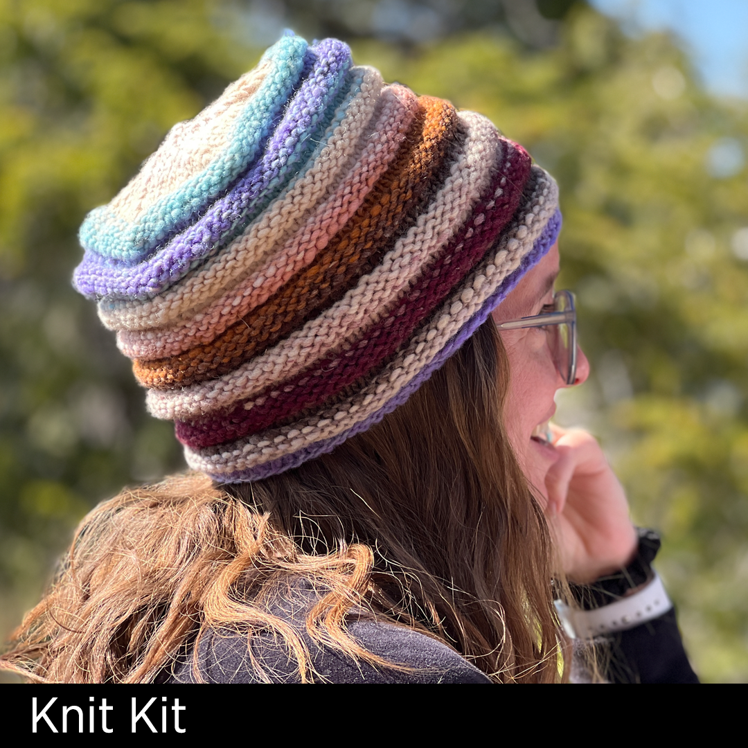 Jelly Roll Beanie - Unisex, undulating, color-changing rolls - Knit Kit