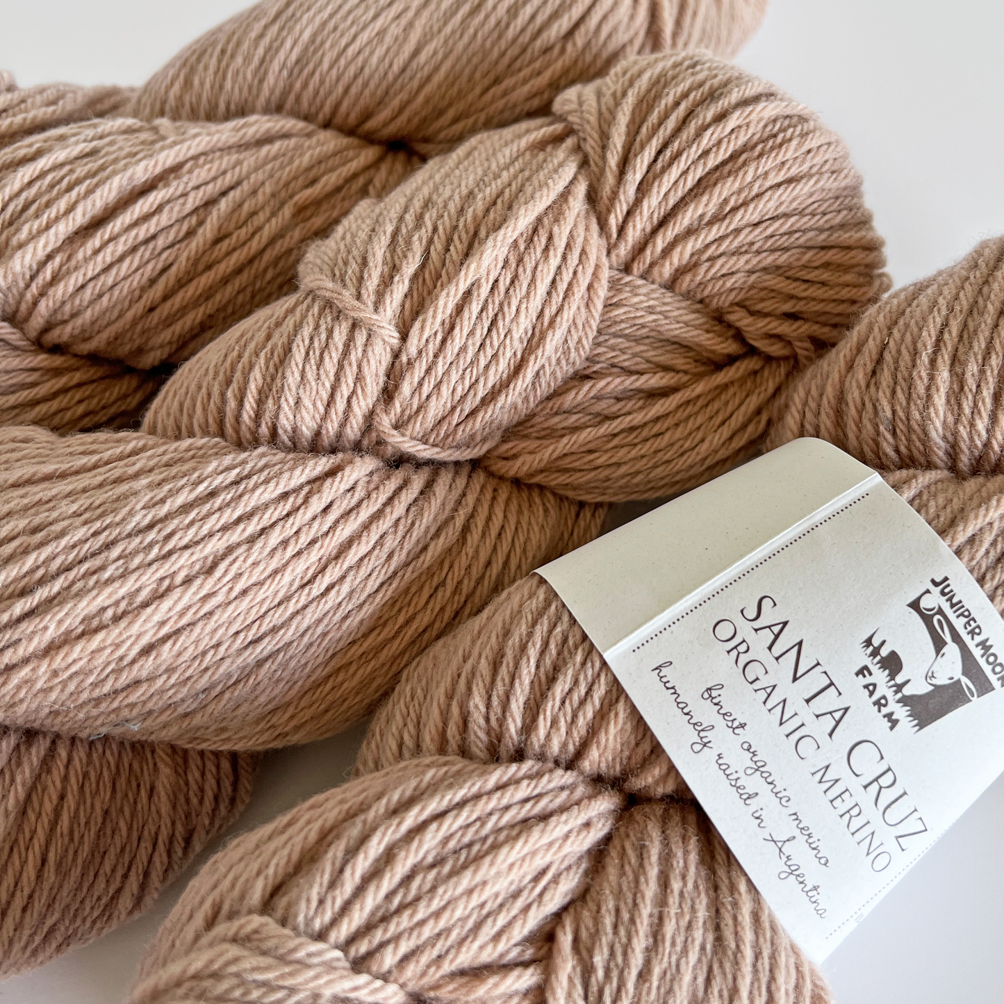 Santa Cruz (driftwood colorway) is spun of the "finest organic merino humanely raised in Argentina".
