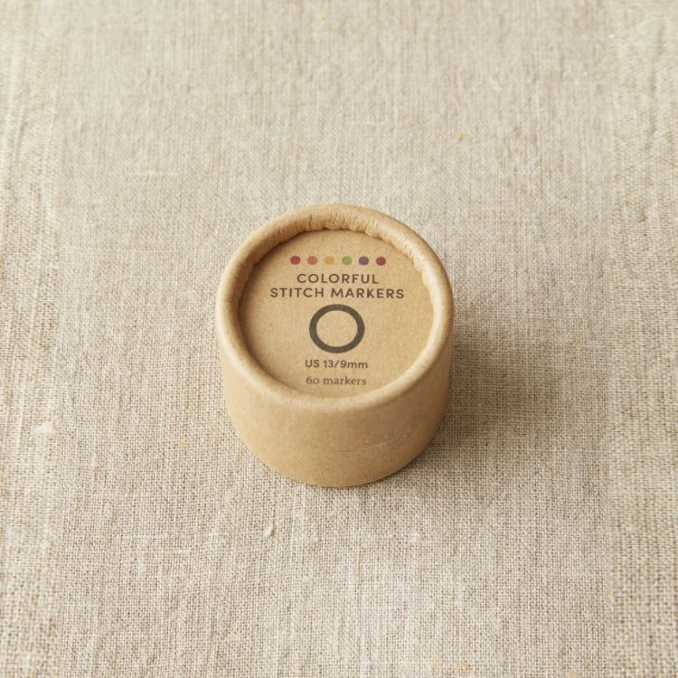 60 ring stitch markers come in a reusable round cardboard box