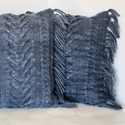 Two staghorn cabled pillows are better than one! This is the only time to date that I've knit a matching pair. 