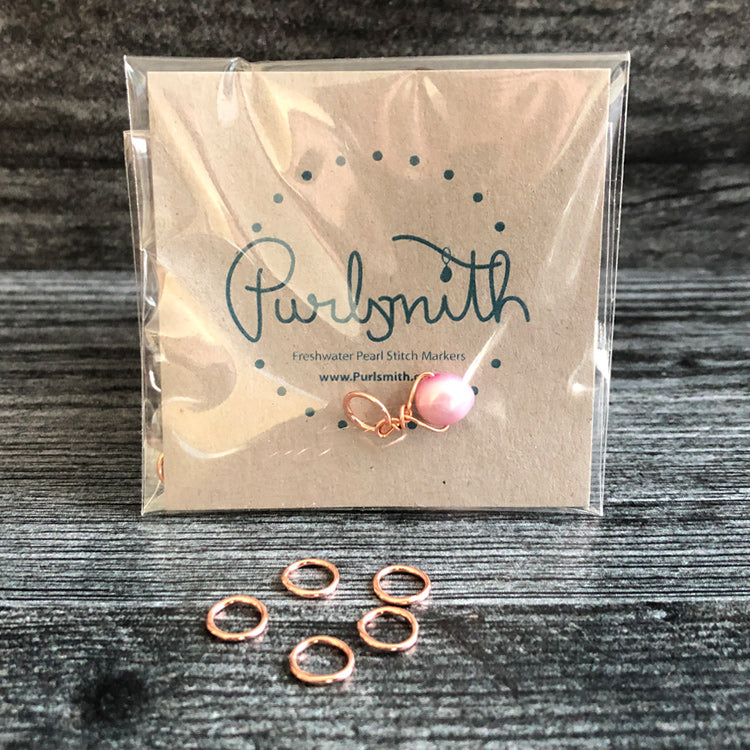 Freshwater Pearl Stitch Markers - Singles Plus (Copper)