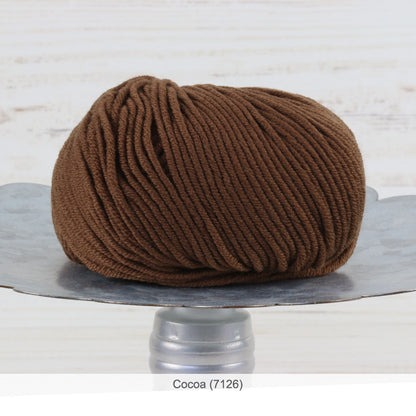 One ball of Trendsetter's Merino VIII superwash wool yarn in color #7126 - Cocoa