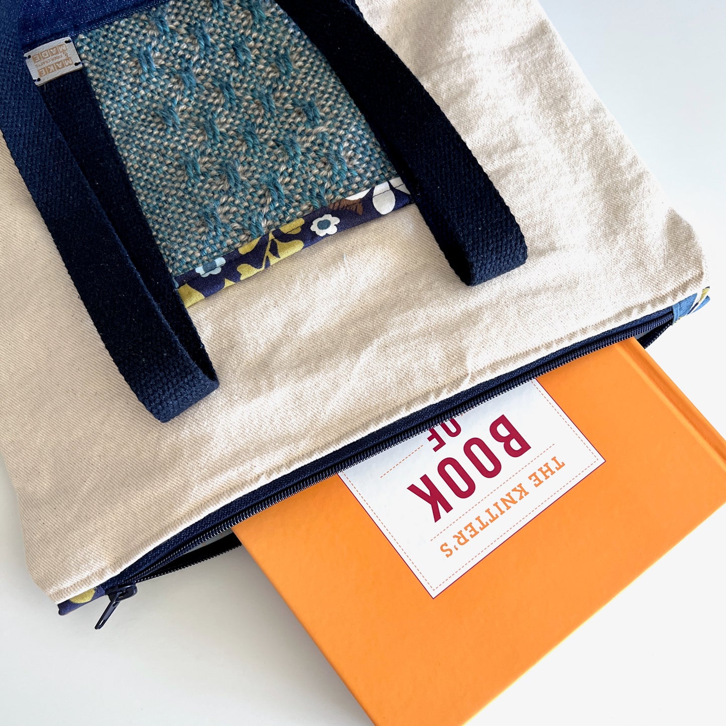 Classic Tote Bag w/Handwoven Pocket Detail - Medium, #003