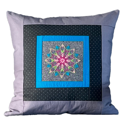 Hand-embroidered 18" Pillow | Tulip Mandala