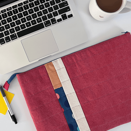 Laptop Sleeve, LG | Stripes | Red, Ivory, Blue & Gold