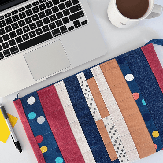 Laptop Sleeve, LG | Stripes | Red, Ivory, Blue & Gold