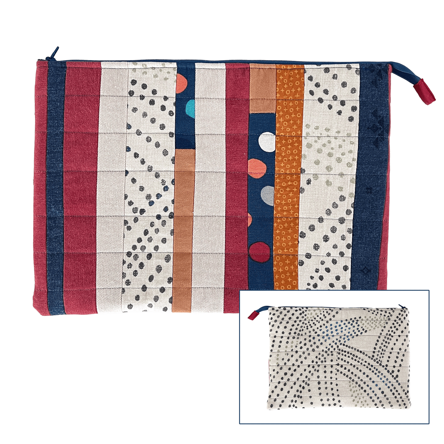 Laptop Sleeve, SM | Stripes | Red, Ivory, Blue & Gold