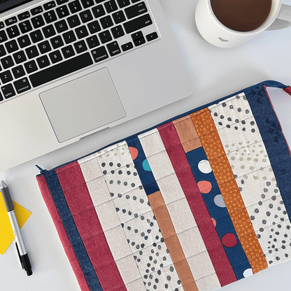 Laptop Sleeve, SM | Stripes | Red, Ivory, Blue & Gold