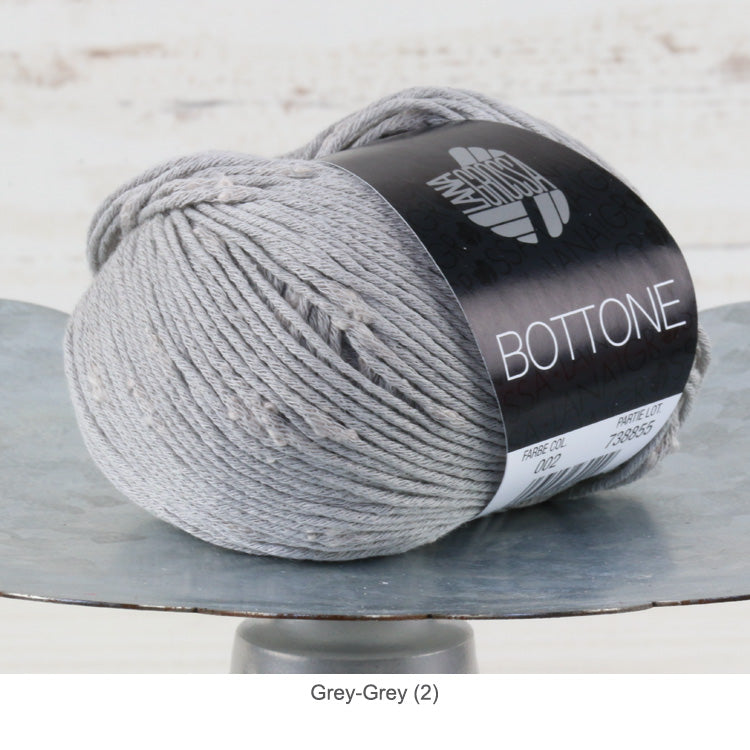 Ball of Lana Grossa Bottone Yarn - DK / Light Worsted in color #2 - Grey-Grey 