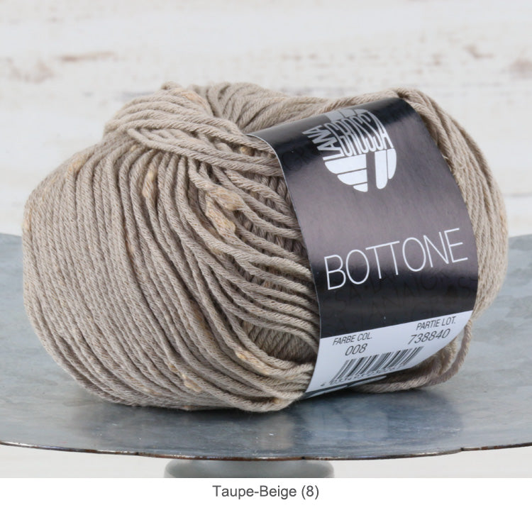 Ball of Lana Grossa Bottone Yarn - DK / Light Worsted in color #8 - Taupe-Beige 