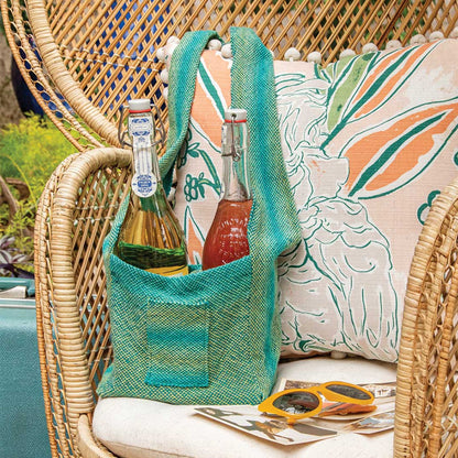 BYO Bottle Bag - messenger style bag designed to fit two bottles of wine with an outer pocket perfect for holding an opener.