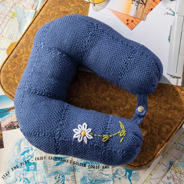 Fresh as a Daisy Travel Pillow - created using pin-loom squares plus a touch of embroidery.