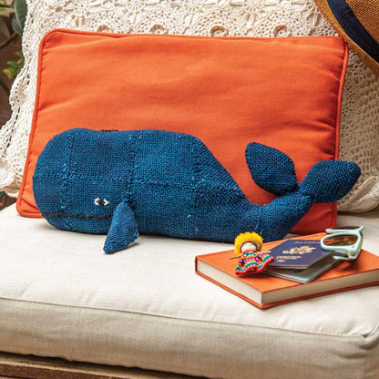 Mystic Blue Whale Pillow - woven with a pin-loom, this delightful whale can serve either as a huggable soft toy or an accent pillow.