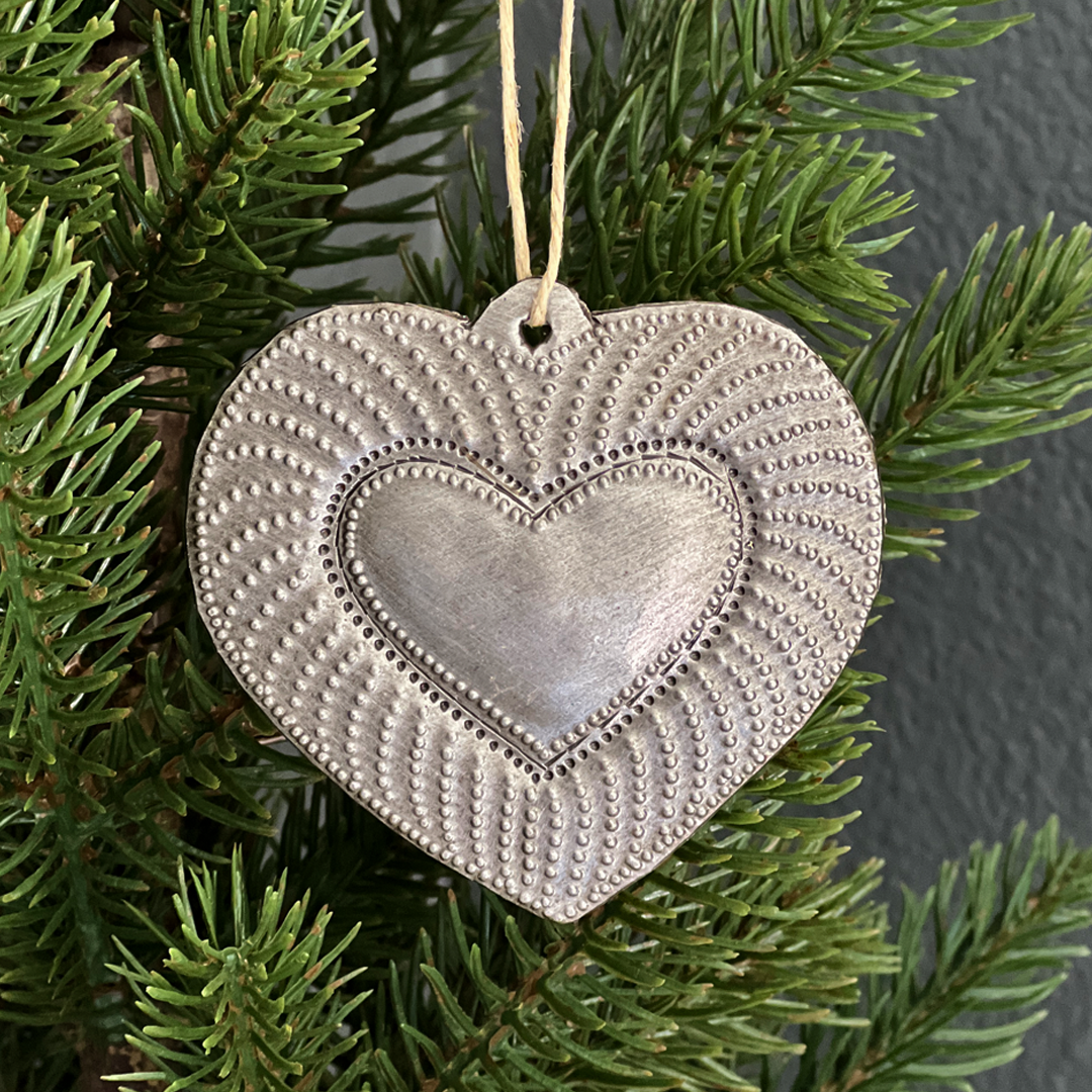 Steel Drum Ornaments - Embossed Hearts