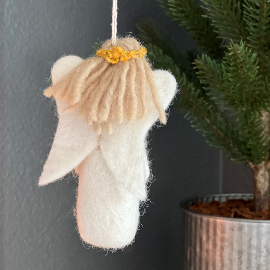 Felted Ornaments - Angel in Winter White