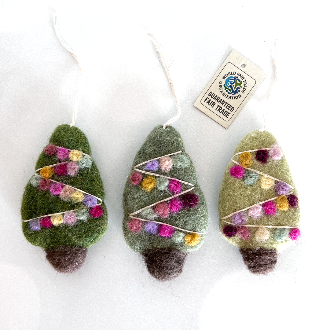 Mini Christmas Tree Ornaments - Handcrafted - 3 Felted Wool – Make & Made  Fiber Crafts
