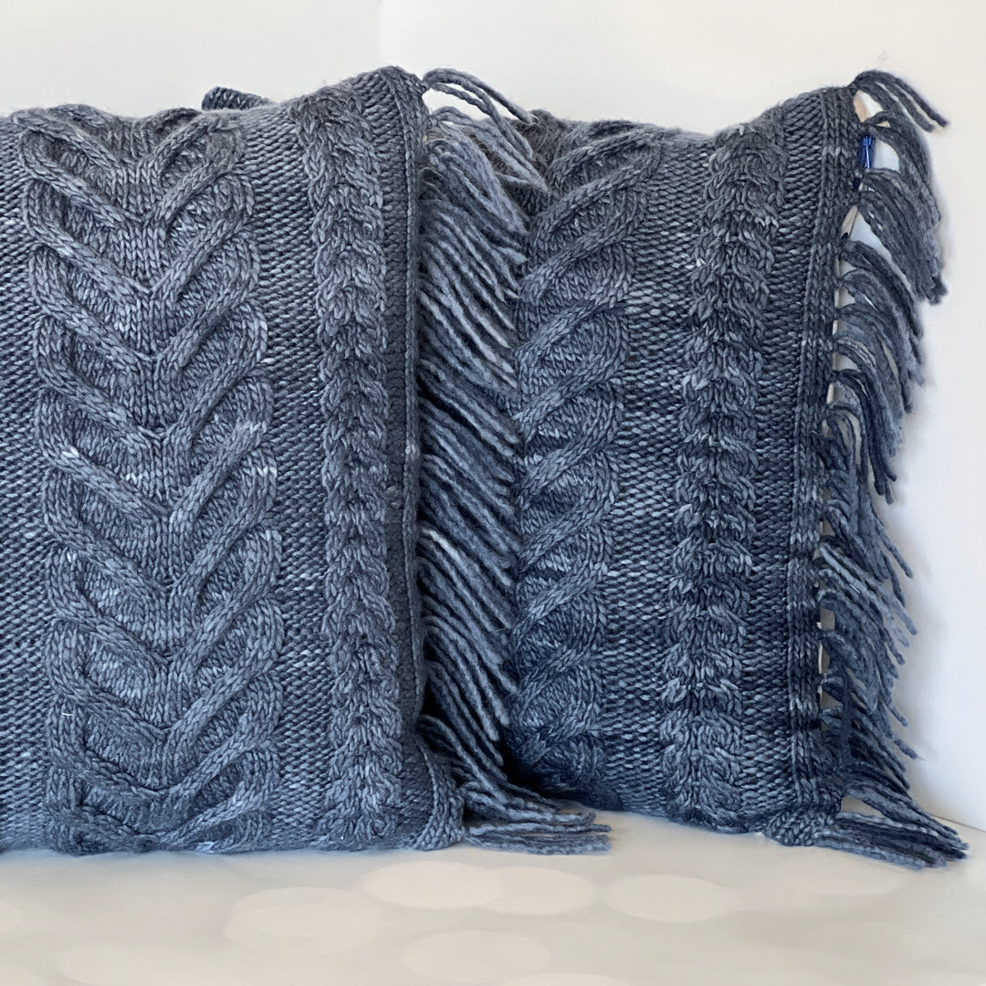 Staghorn Cable Pillow, Denim Blue