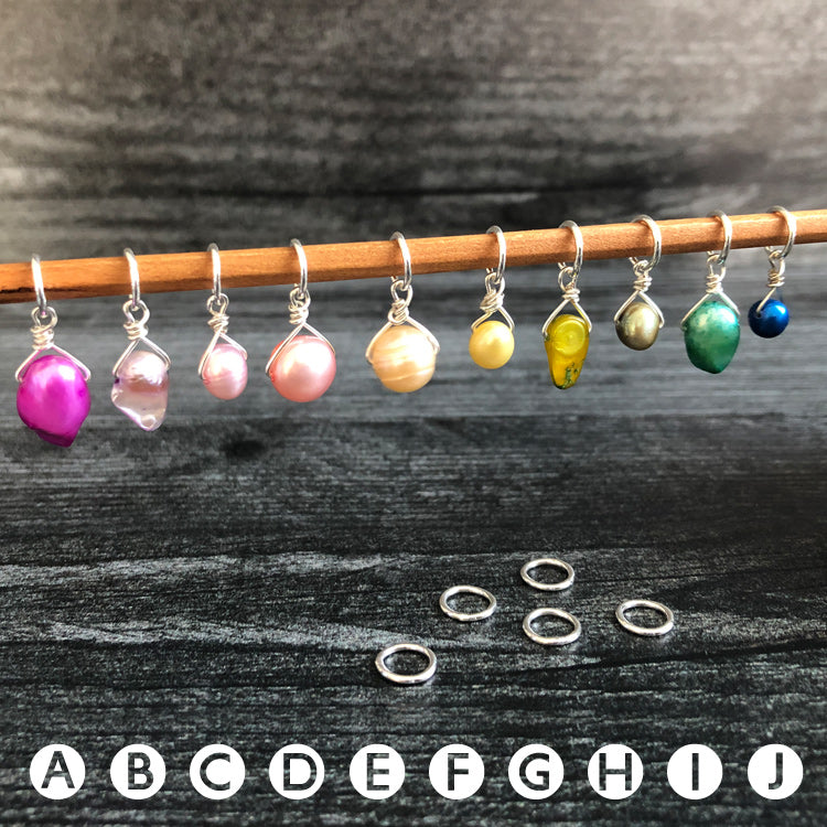 Freshwater Pearl Stitch Markers - Singles Plus (Silver)