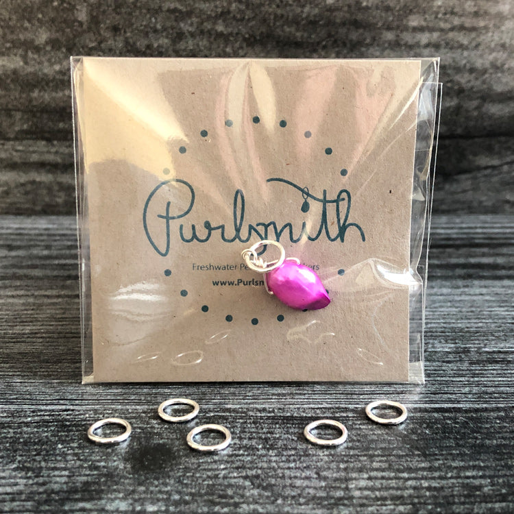Freshwater Pearl Stitch Markers - Singles Plus (Silver)