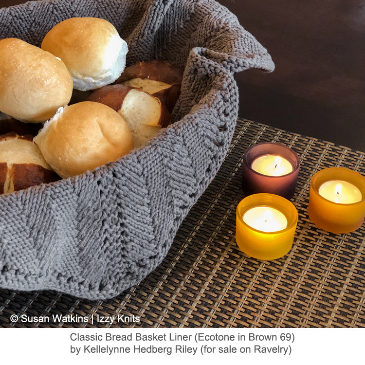 Example of Classic Bread Basket Liner knit in Ecotone Worsted, color #69 - Brown 