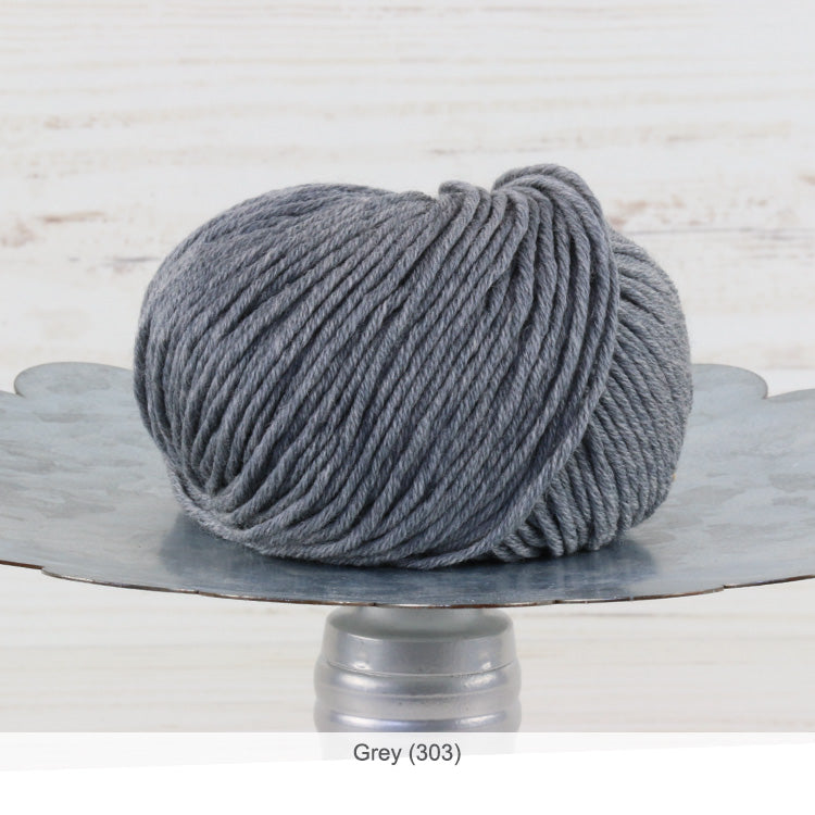 One ball of Trendsetter's Merino VIII superwash wool yarn in color #303 - Grey