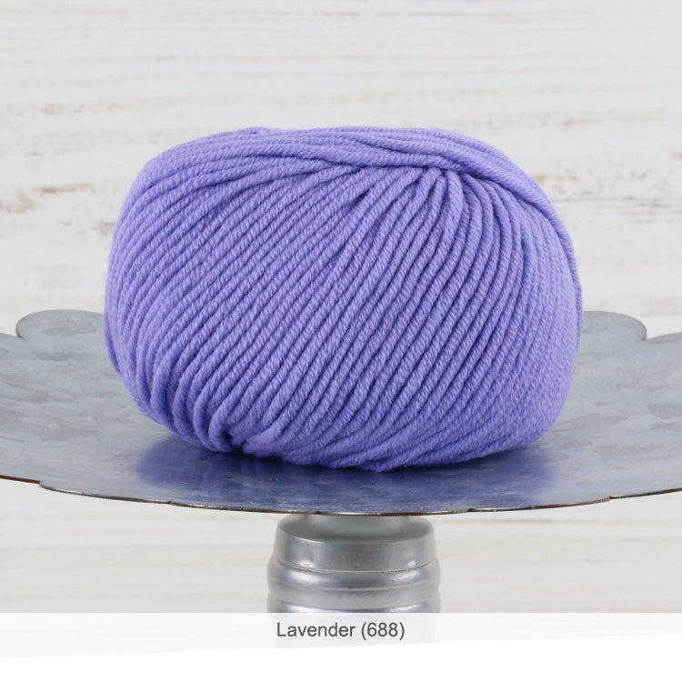 One ball of Trendsetter's Merino VIII superwash wool yarn in color #688 - Lavender