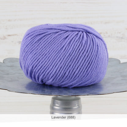 One ball of Trendsetter's Merino VIII superwash wool yarn in color #688 - Lavender